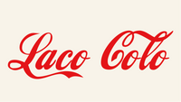 Das Wort Laco Colo in der Coca Cola Font und dem roten Farbton