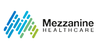 Mezzanine Health‑Logo mit Schriftzug und medizinisch‑wissenschaftlicher Note, Healthcare‑Kommunikations‑ und Beratungsagentur