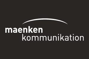 Logo von Maenken Kommunikation Logo von Maenken Kommunikation auf dunklem Hintergrund.