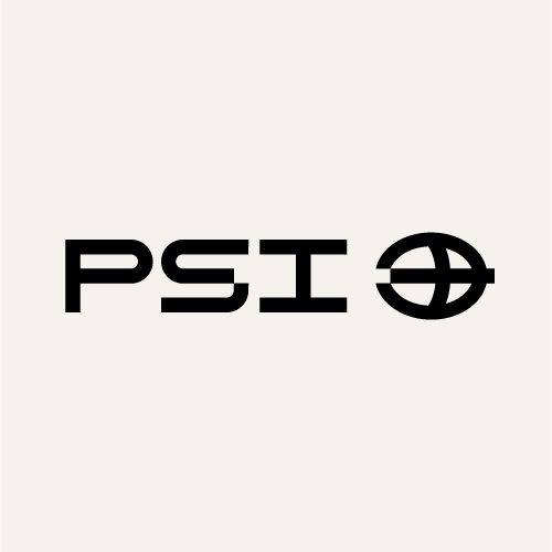 Logo PSI (Kunde) Logo mit dem Text "PSI" und einer stilisierten Walnuss.