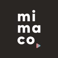 Logo von mimaco Logo von mimaco mit weißem Text auf schwarzem Hintergrund und einem bunten Symbol.