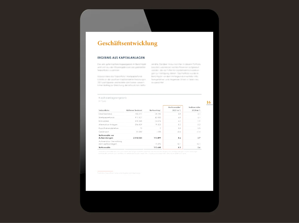 Tabellengestaltung im Geschäftsbericht
