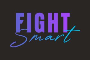 Logo von FIGHT Smart Logo von FIGHT Smart in lila und blau auf schwarzem Hintergrund.